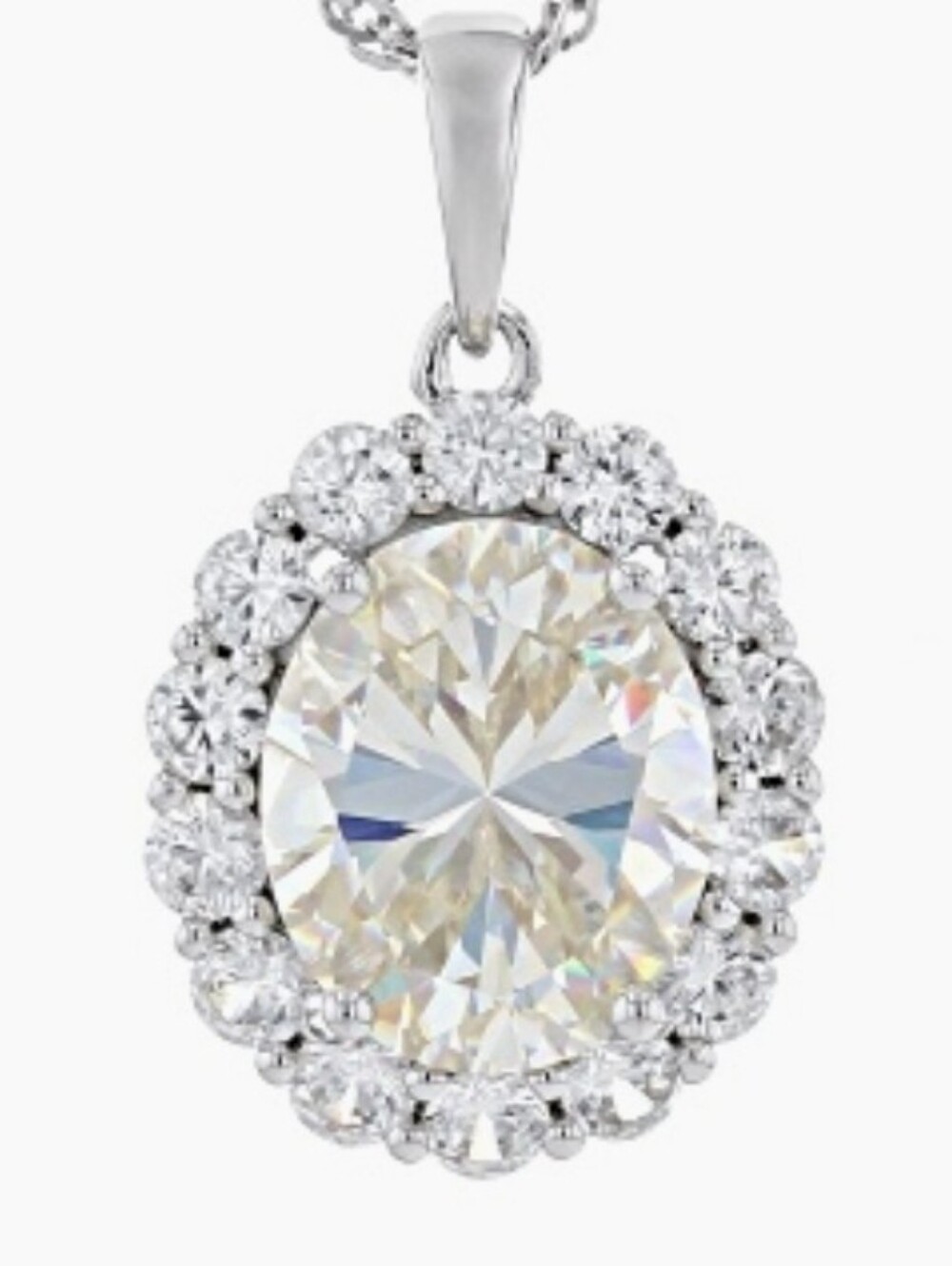 Candlelight Strontium Titanate Pendant Necklace Sterling Silver Rhodium